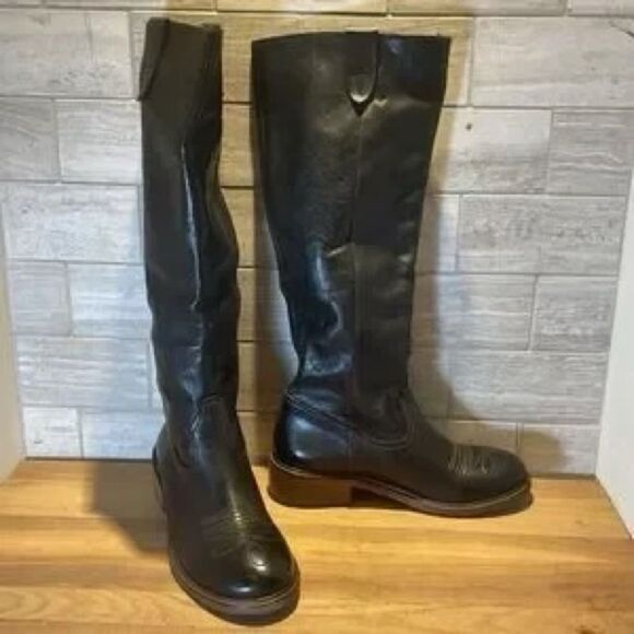 Free People Arya Italian Leather Riding Boots Black EU 36 US 6 - Picture 1 of 15